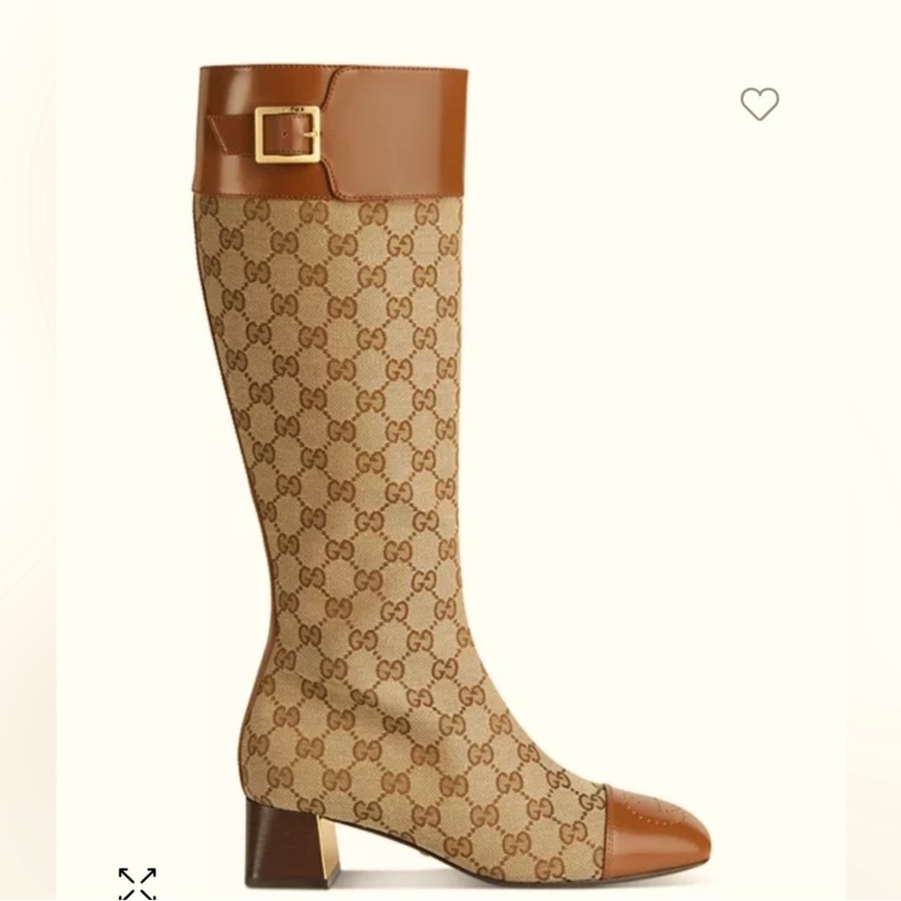 Gucci Tan and Brown Patterned Heeled Boots - Picture 4 of 8
